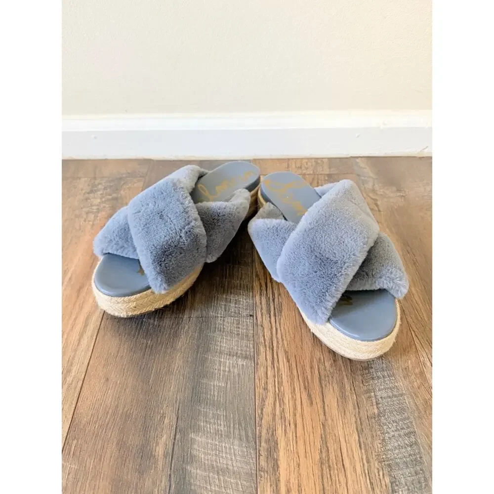 8.5 Espadrille wedge sandals mules | Sam edelman Zia Faux Fur | coastal bohemian